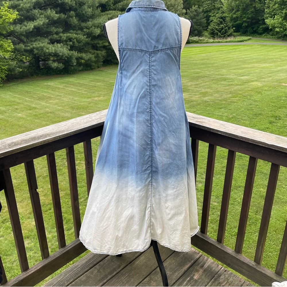 Holding Horses dress western rodeo cowgirl chambray denim ombré hi-lo small